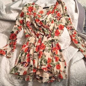 Floral long sleeve romper